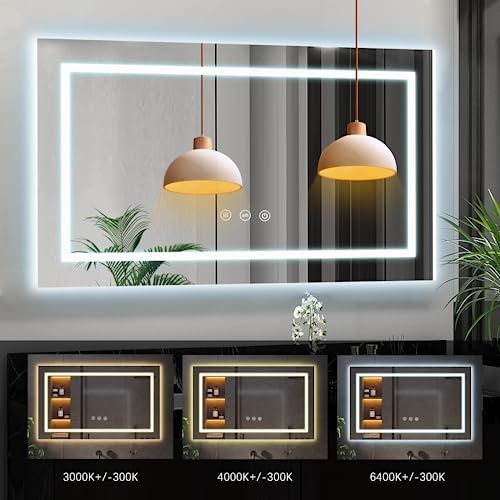 MEILLEUREVIE Bathroom Mirror 24x40 LED with Double Light and Anti-Fog