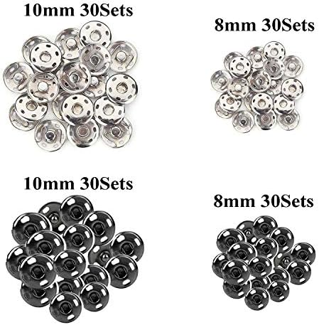 Kenkio 120 Snaps Metal Fasteners 8mm 10mm Black Silver