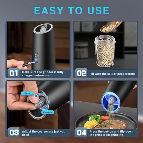 SANOVIO Electric Salt Pepper Grinder Set 2 Pack Gravity Activated
