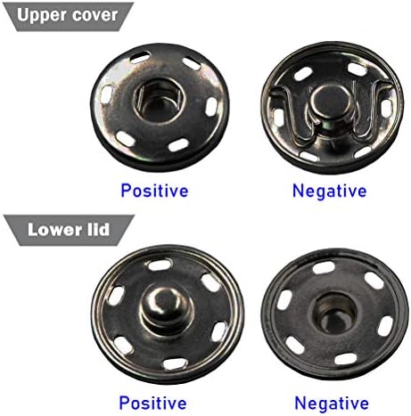 Hoomtry 50 Sets Metal Snap Buttons 34 19mm Gun Black