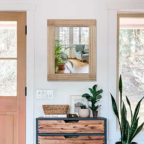 Retro Wooden Wall Mirror 20x16 Inches