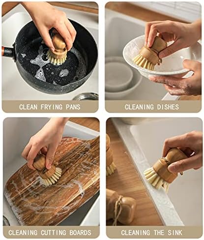ZP Natural Bamboo Dish Scrub Brushes 3Pack Set