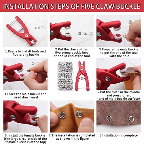 BIOUU 100 Sets Metal Snaps Buttons with Pliers Tool Kit