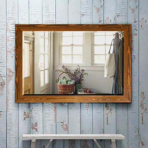 Rustic Maple Wooden Frame Body Mirror 41x29 Inches