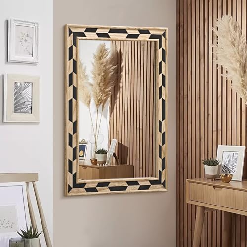 JJUUYOU Rustic Zebra Print Wall Mirror 28x20