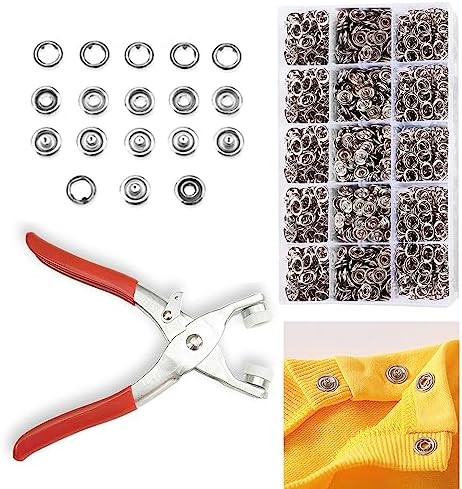 GTAAOY 800PCS Metal Snaps Buttons Kit with Pliers for DIY Crafts Sewing