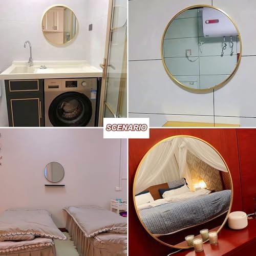 Round Mirror with Aluminum Frame for Bathroom and Entryway
