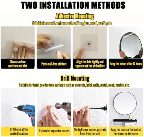 LTSRLL Wall Mounted HD Mirror with Folding Shelf