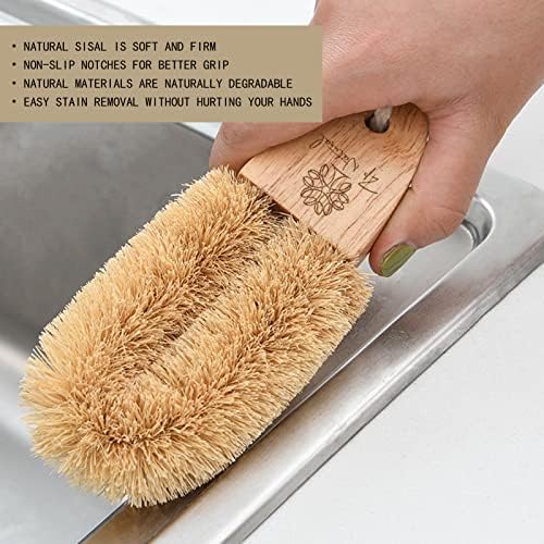 ZP Natural Bamboo Dish Scrub Brushes 3Pack Set