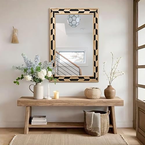 JJUUYOU Rustic Zebra Print Wall Mirror 28x20