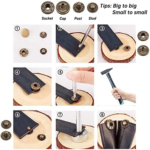 132 Sets Leather Snap Fasteners in 6 Colors