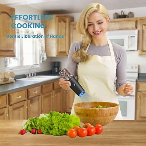 SANOVIO Electric Salt Pepper Grinder Set 2 Pack Gravity Activated