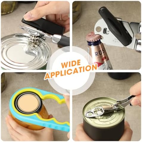 Aieve Manual Can Opener 3 Pack - Smooth Edge Jar Opener Wine Opener