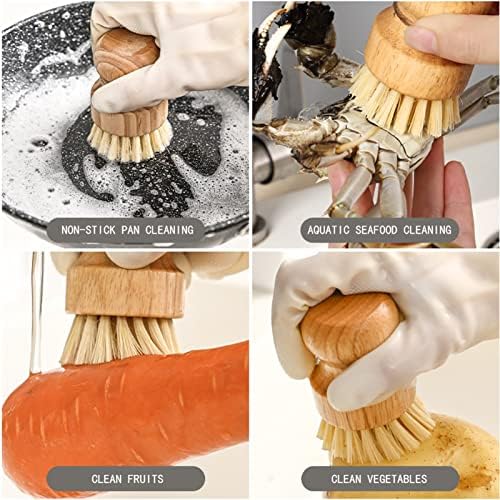 ZP Natural Bamboo Dish Scrub Brushes 3Pack Set