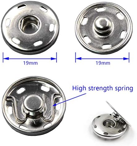 50 Sets Metal Snaps Fasteners for Sewing Silver