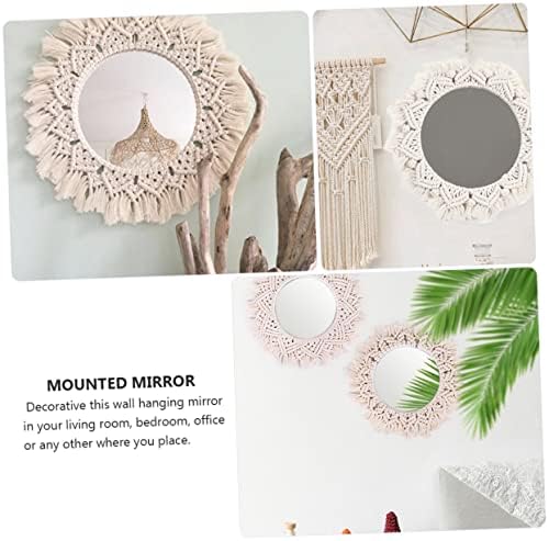 Alipis Beige Woven Wall Mirror for Bedroom and Bathroom