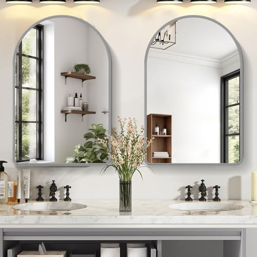 40x30 Inch Arch Silver Bathroom Mirror
