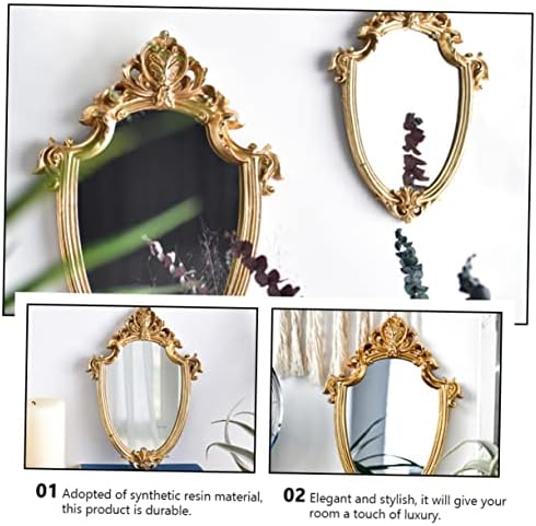 CORHAD Chic Embossed Wall Mirror with Gold Frame