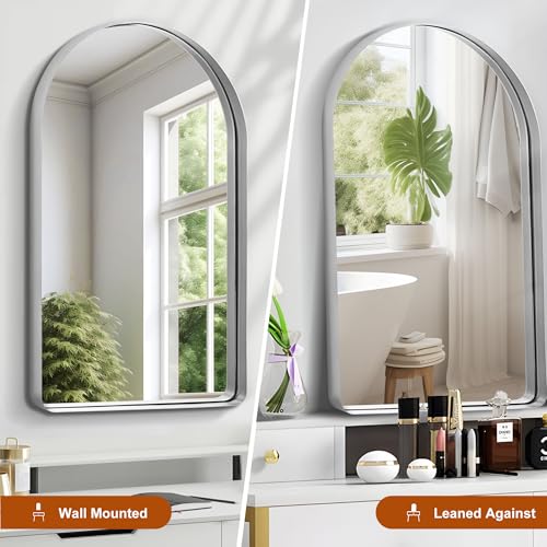 40x30 Inch Arch Silver Bathroom Mirror