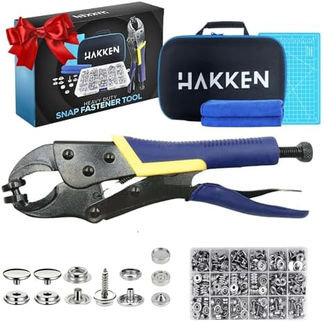 HAKKEN Heavy Duty Snap Fastener Tool with 3 Magnetic Dies