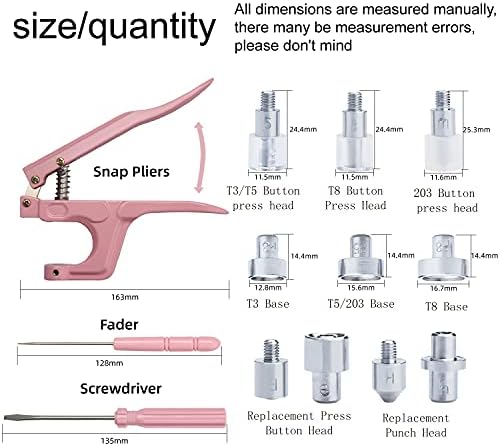 LYNDA Snap Buttons with Pliers Set Pink