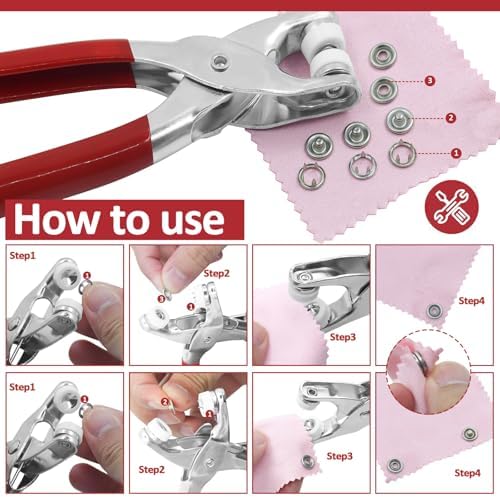 RYKOMO 200 Sets Snaps Fastener Kit No Sewing