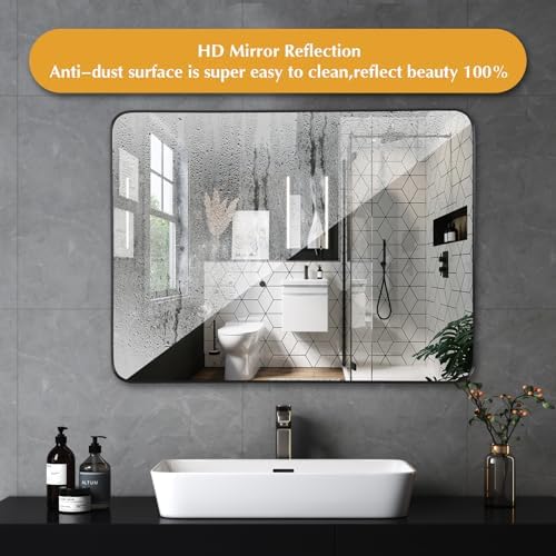 NEWBULIG 22x30 Bathroom Mirror with Black Frame