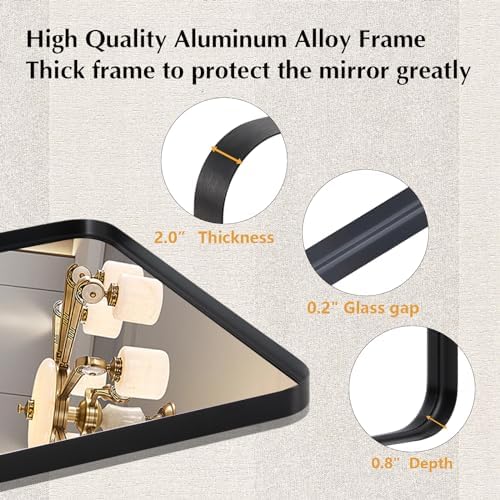 NEWBULIG 22x30 Bathroom Mirror with Black Frame