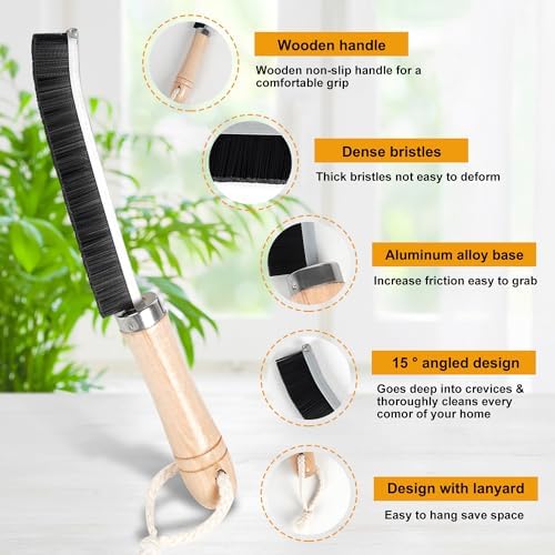 METSHOW 4Pcs Wooden Handle Crevice Cleaning Brush Set