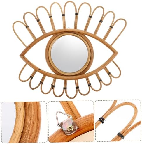 PRETYZOOM Woven Rattan Wall Mirror for Bedroom and Entryway