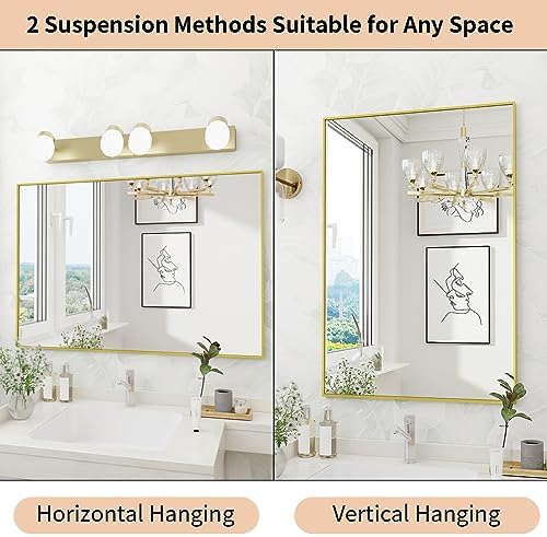 Koonmi Gold Rectangle Wall Mirror 24x32 Inch 1
