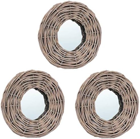 3PCS Wall Mirror Set with Rattan Frame