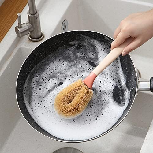 4PCS Dish Scrub Brush with Long Handle for Kitchen Cleaning