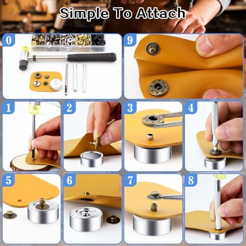 507PCS 15mm Leather Snap Fasteners Kit with 6 Tools 1