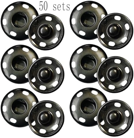 JOSDIOX 34 Gunmetal Snap Buttons 50 Sets