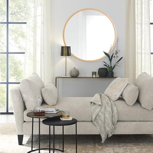 LXP Round Makeup Mirror with Wooden Frame 40cm