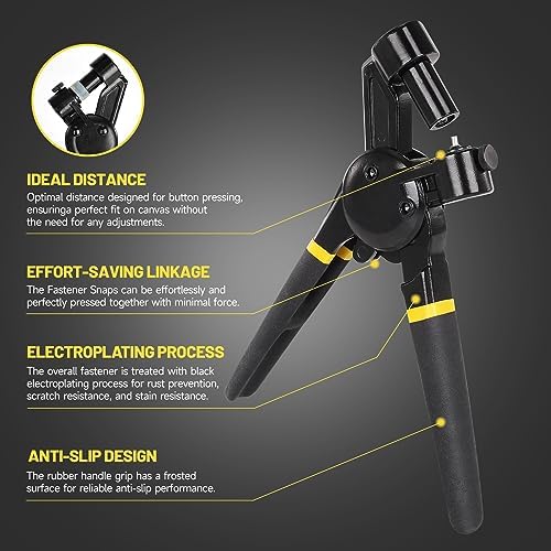 LAKIX Heavy Duty Snap Fastener Tool with 30 Sets Yellow Snap Kit