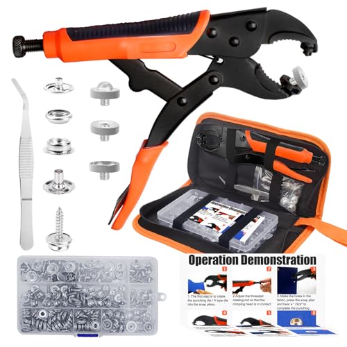 60-Set Snap Fastener Tool Kit with Heavy Duty Pliers