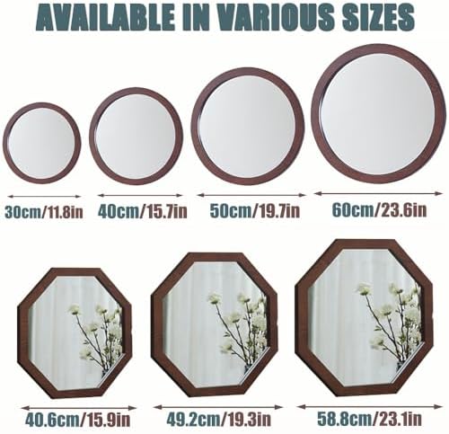 Wooden Framed Makeup Mirror - Round 492cm Wall Decor