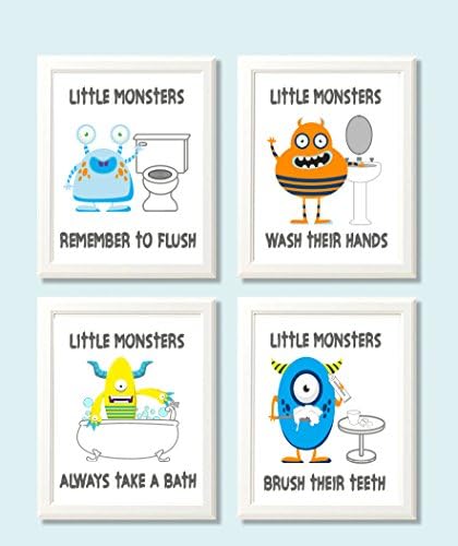 Silly Goose Gifts Fun Monster Wall Art Set of Four
