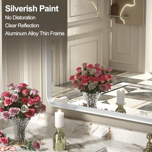 GOLOMO 40x30 Silver Bathroom Mirror with Beveled Border