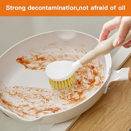 2 Pack Wok Brush and Cast Iron Brush for Kitchen Cleaning Khaki