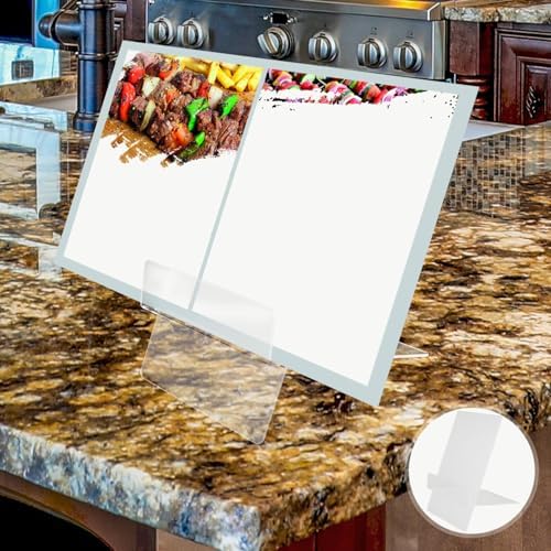 HOLIDYOYO Adjustable Acrylic Cookbook Stand for Kitchen and Home Use