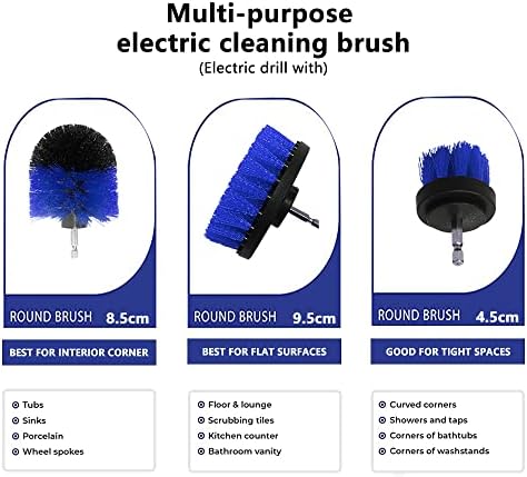 3 Pack Drill Brush Set for Cleaning Blue