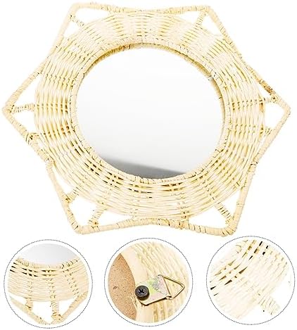 Vaguelly Rattan Wall Hanging Mirror for Bathroom