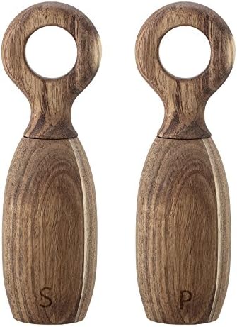 Bloomingville Brown Acacia Wood Salt Pepper Mill Set Of 2 1