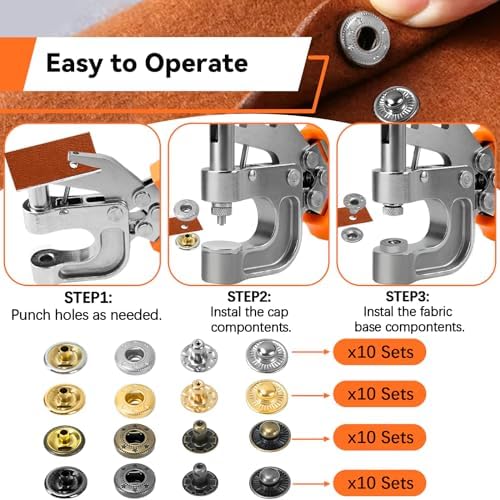 Sopnom Leather Snaps Fasteners Kit with Press Pliers