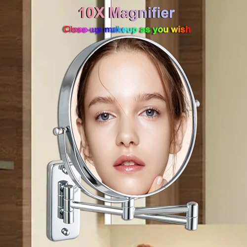 Owosald Wall Mounted Makeup Mirror with 1X10X Magnification