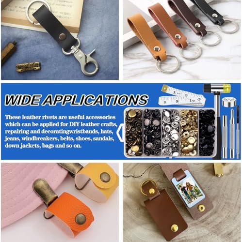 507PCS 15mm Leather Snap Fasteners Kit with 6 Tools 1
