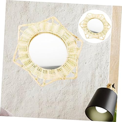 Vaguelly Rattan Wall Hanging Mirror for Bathroom